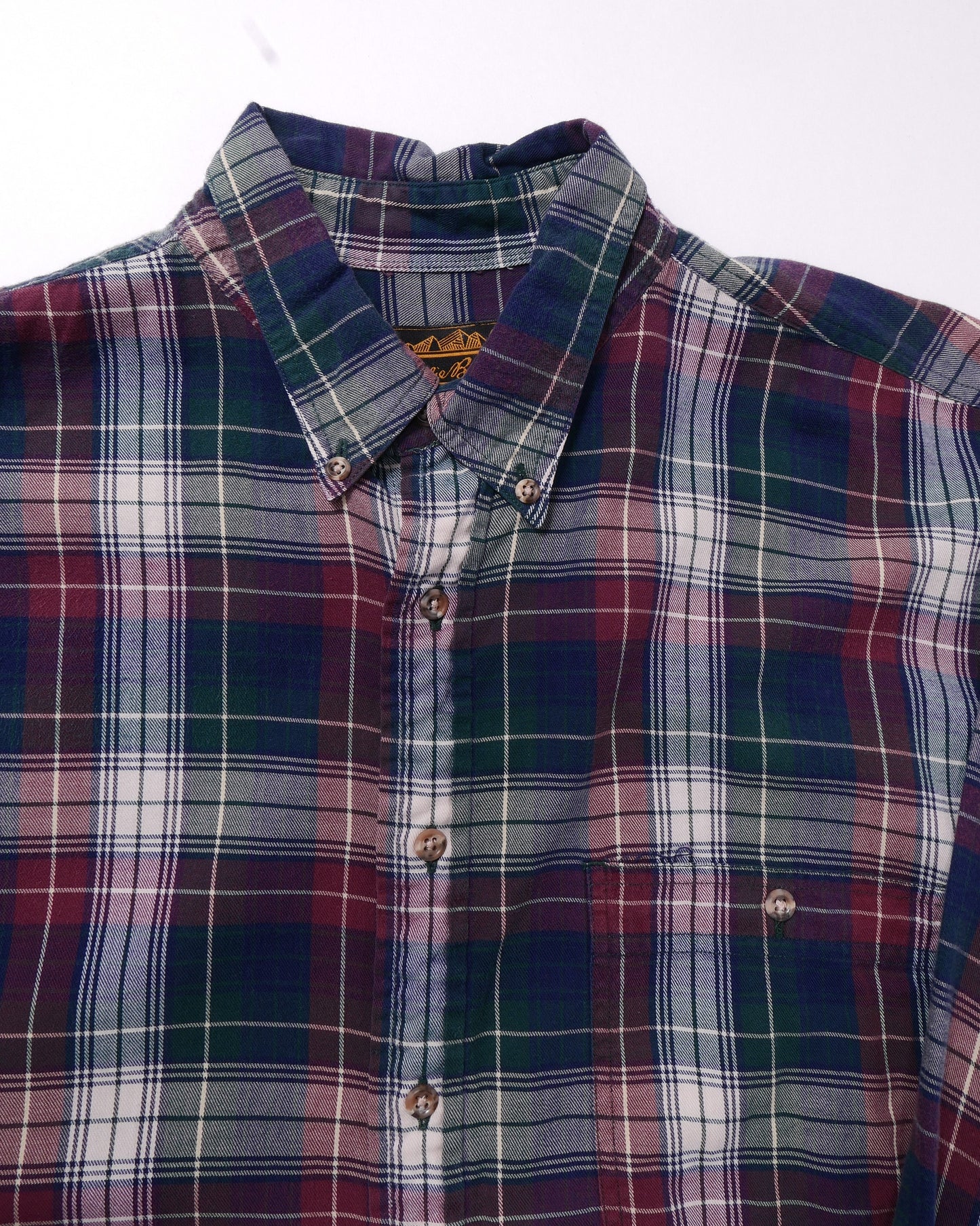 EDDIE BAUER / 80's Plaid B.D Shirt -XL-