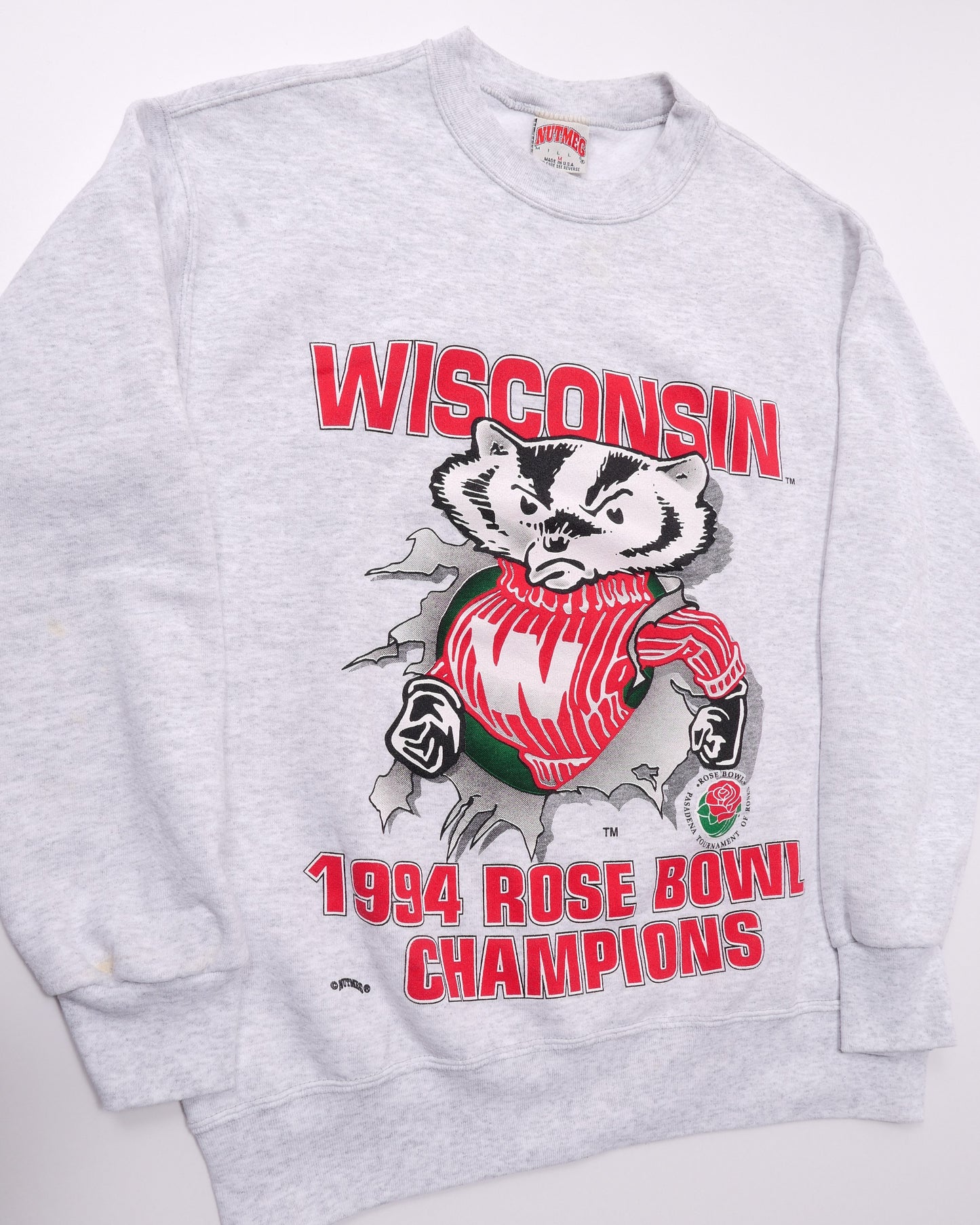 NUTMEG / 90's WISCONSIN Bucky Badger Sweatshirt "Made in USA" -M-