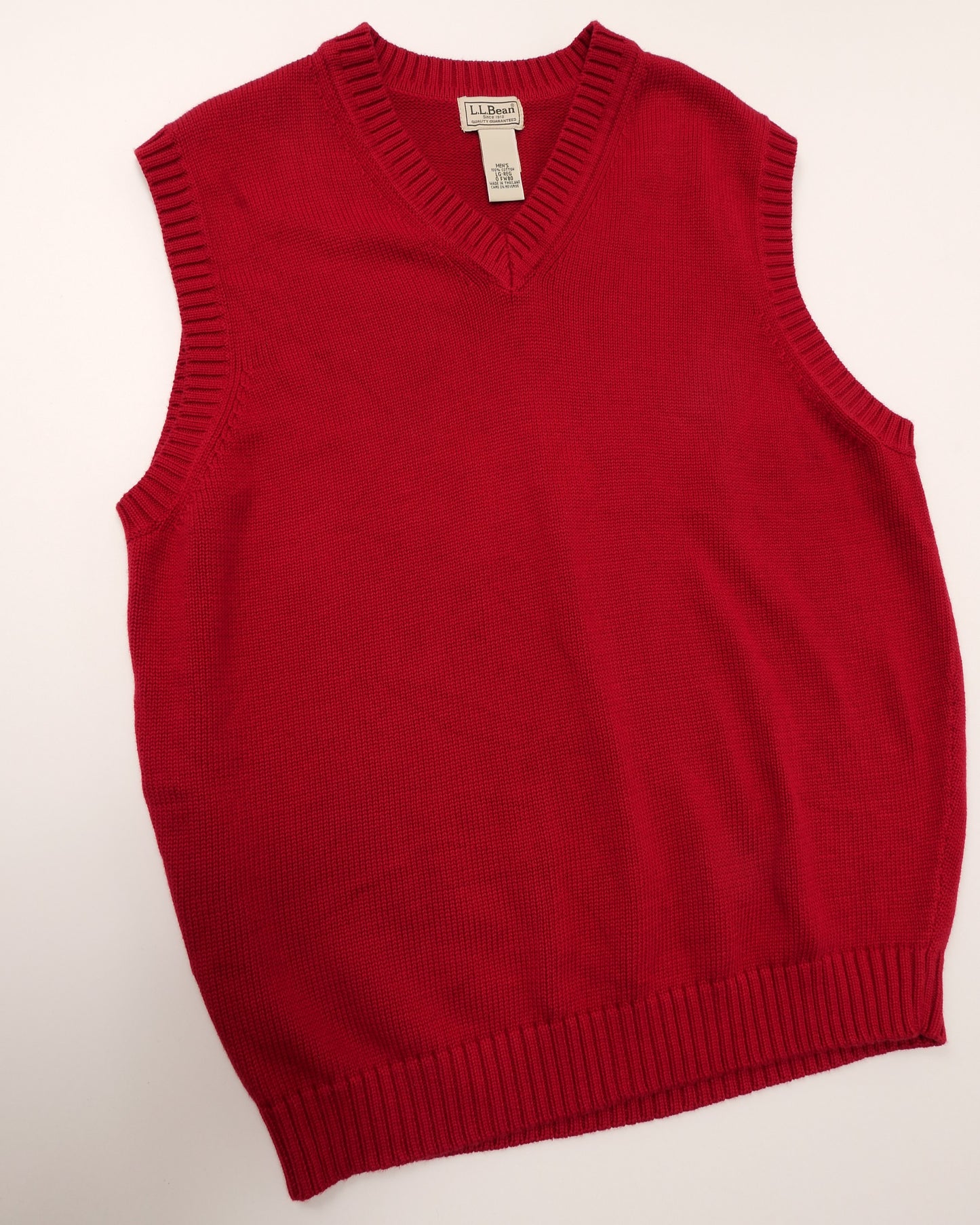 L.L.BEAN / 00's V-Neck Cotton Knit Vest -L-