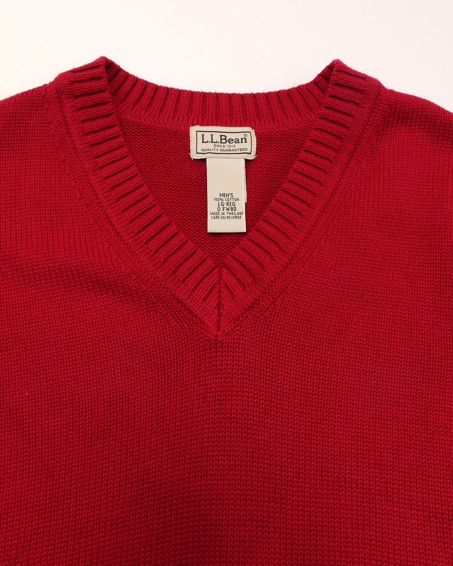 L.L.BEAN / 00's V-Neck Cotton Knit Vest -L-