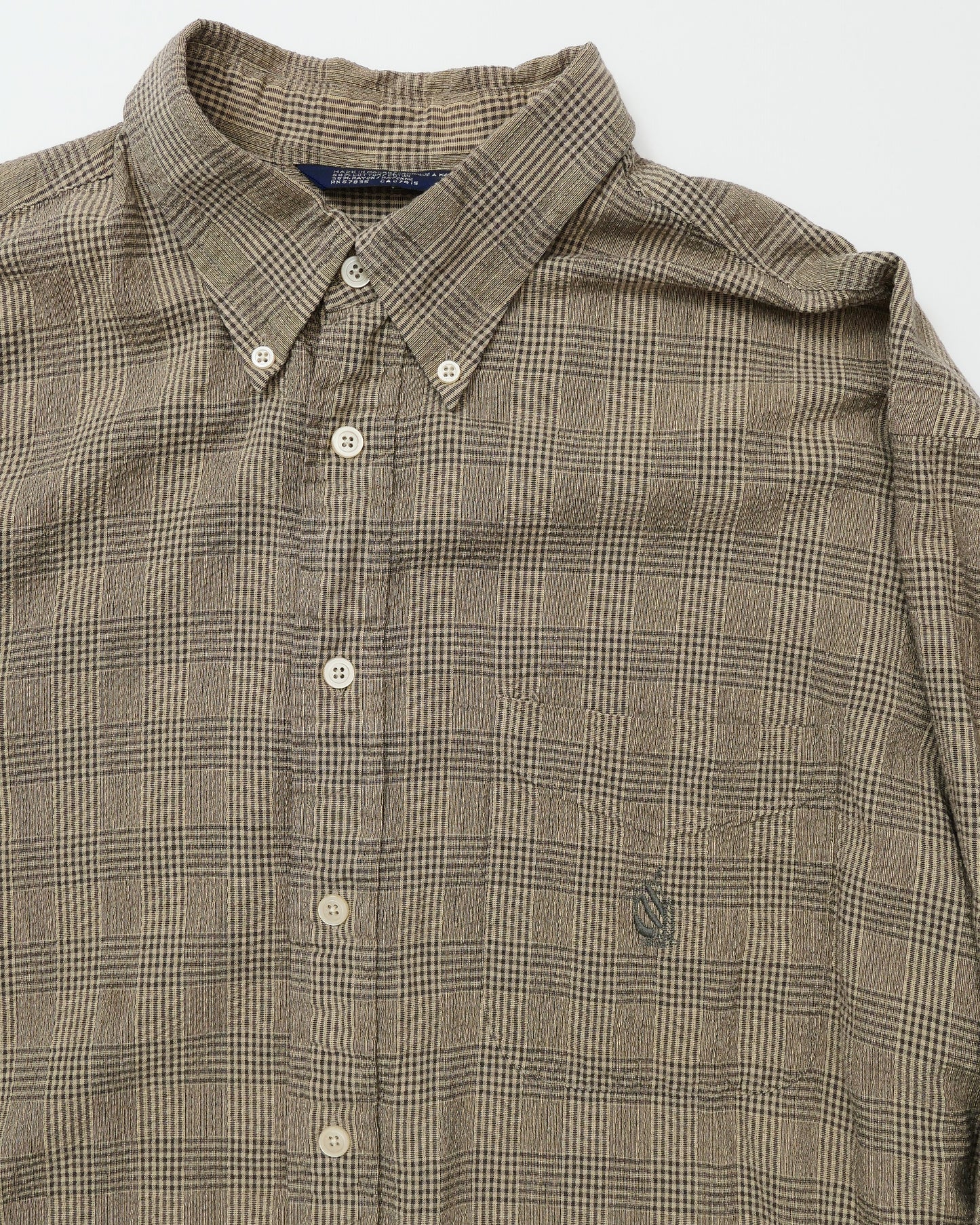 nautica / 90's Seersucker Plaid L/S Shirt -XL-