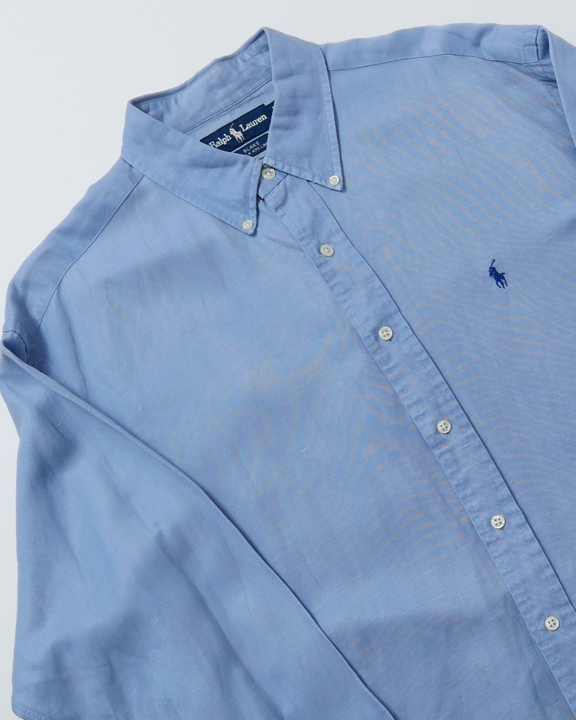 RALPHLAUREN / 90's Silk Linen L/S Shirt "BLAKE" -L-