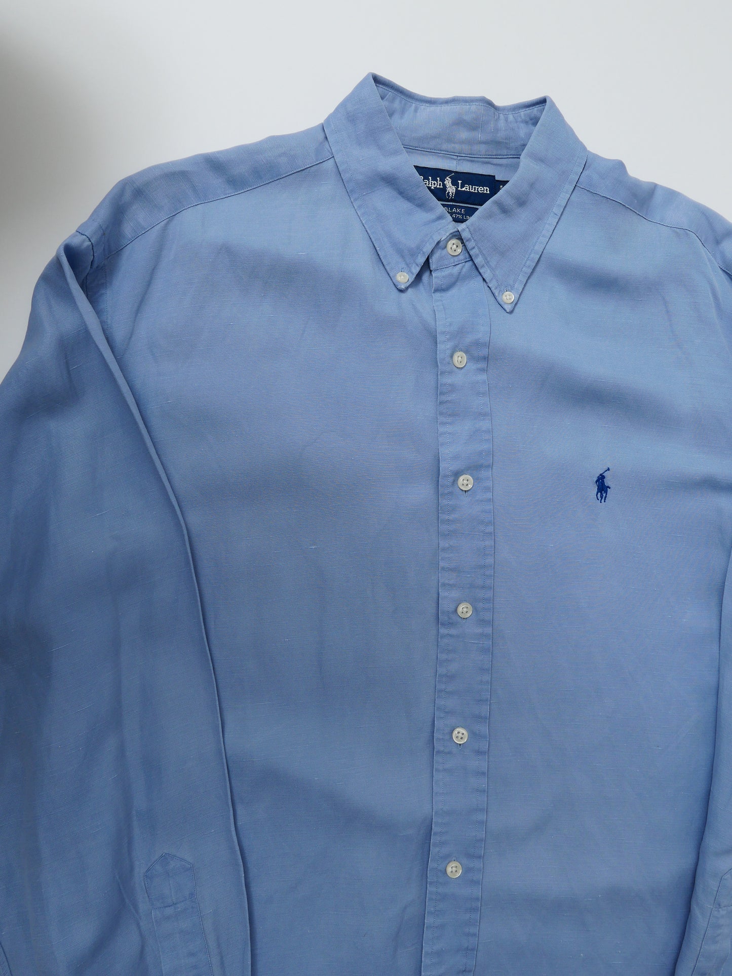 RALPHLAUREN / 90's Silk Linen L/S Shirt "BLAKE" -L-