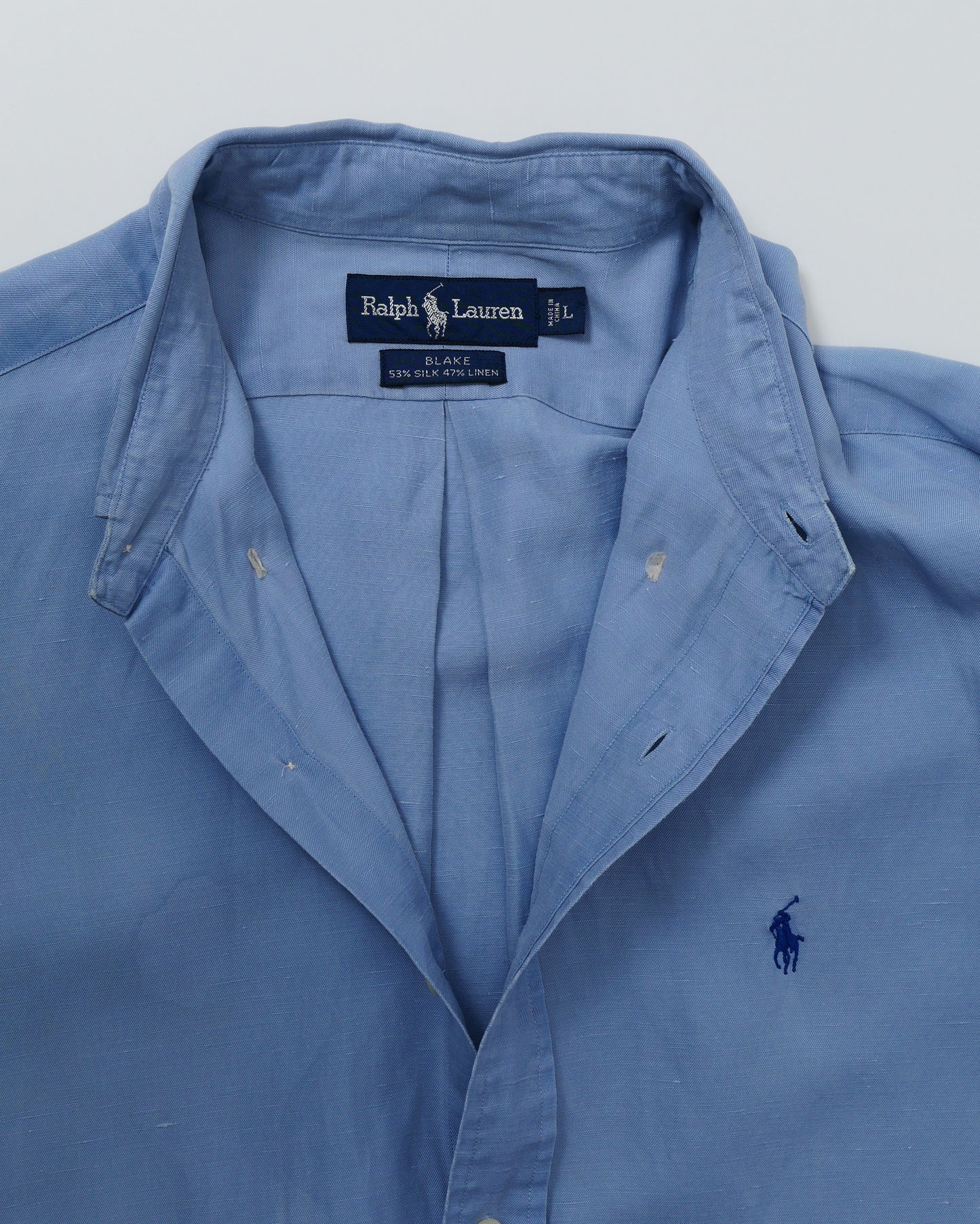 RALPHLAUREN / 90's Silk Linen L/S Shirt "BLAKE" -L-