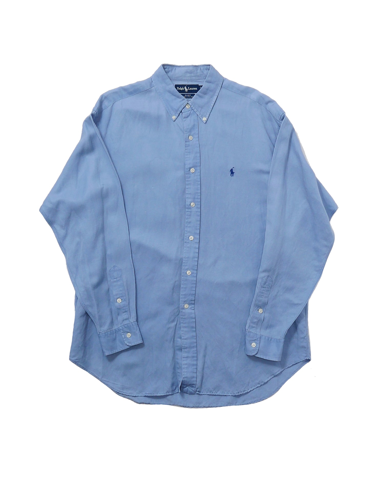 RALPHLAUREN / 90's Silk Linen L/S Shirt "BLAKE" -L-
