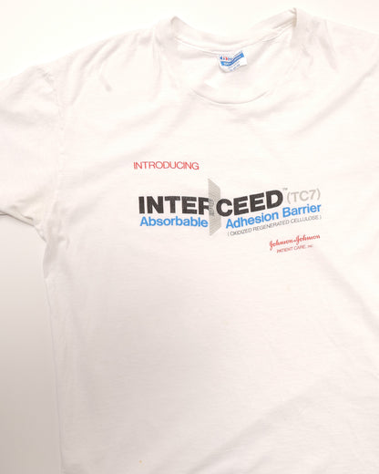 HANES / 90's Johnson & Johnson INTERCEED Tee "Made in USA" -XL-