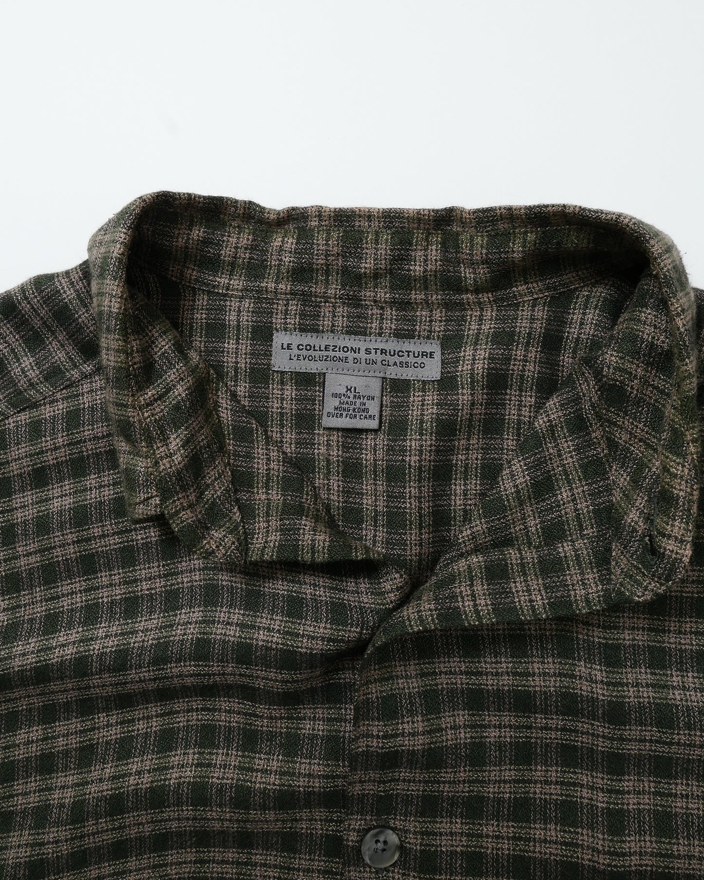 LE COLLEZIONI STRUCTURE / 90’s～00’s Rayon Plaid L/S Shirt -XL-