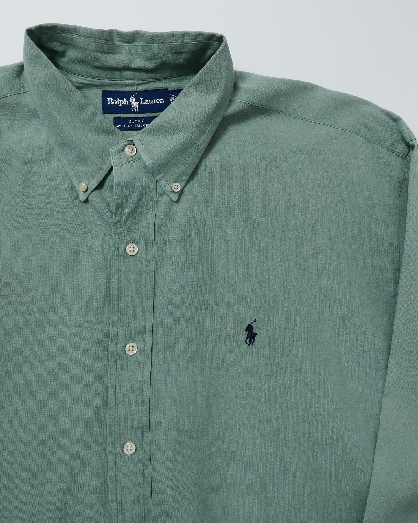 RALPH LAUREN / 90's Silk Cotton L/S Shirt "BLAKE" -XL-