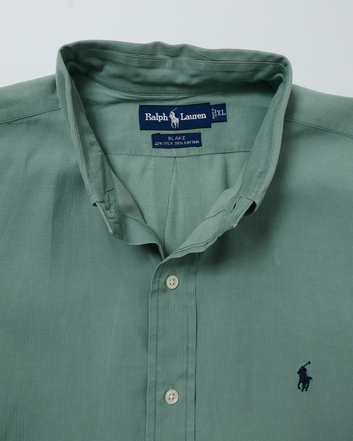 RALPH LAUREN / 90's Silk Cotton L/S Shirt "BLAKE" -XL-