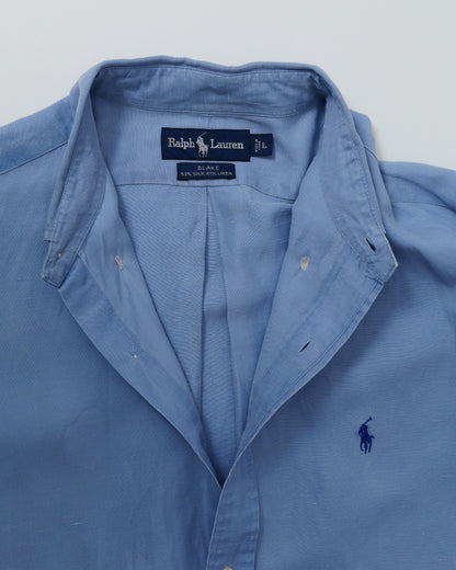 RALPHLAUREN / 90's  Silk Linen L/S Shirt "BLAKE" -L-