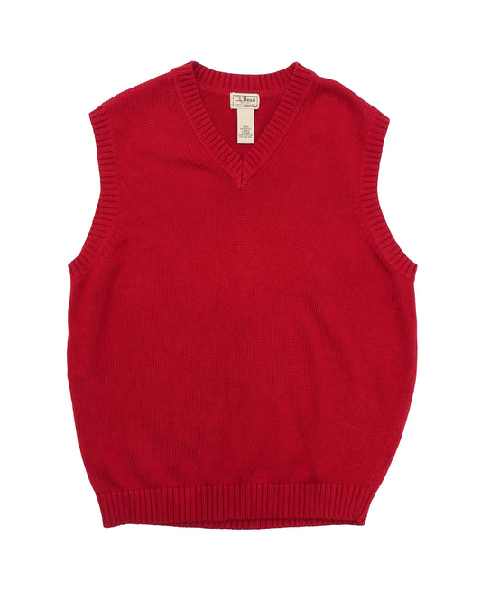 L.L.BEAN / 00's V-Neck Cotton Knit Vest -L-