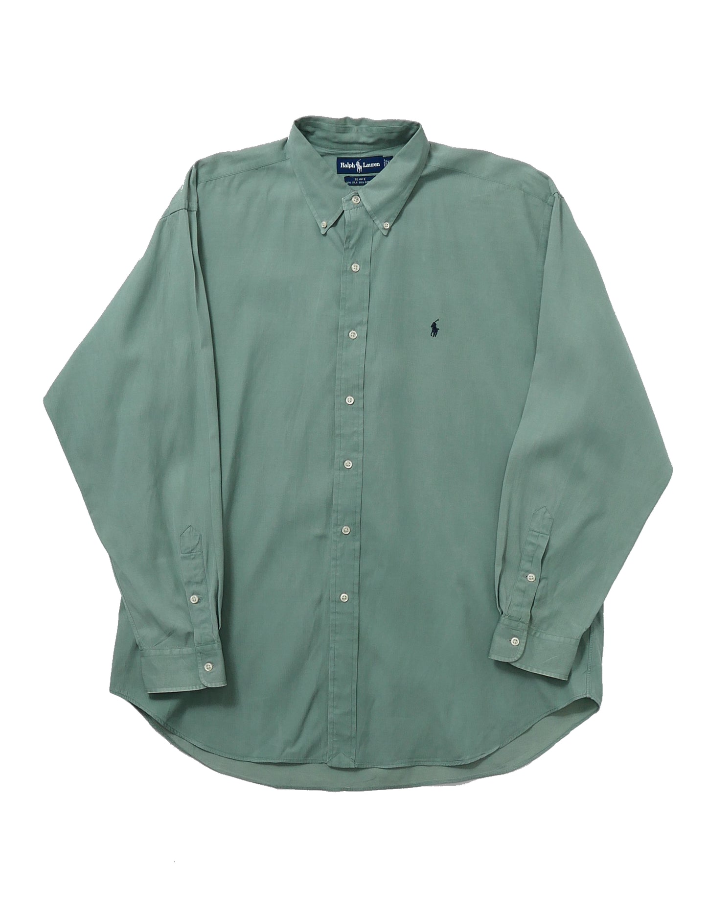 RALPH LAUREN / 90's Silk Cotton L/S Shirt "BLAKE" -XL-